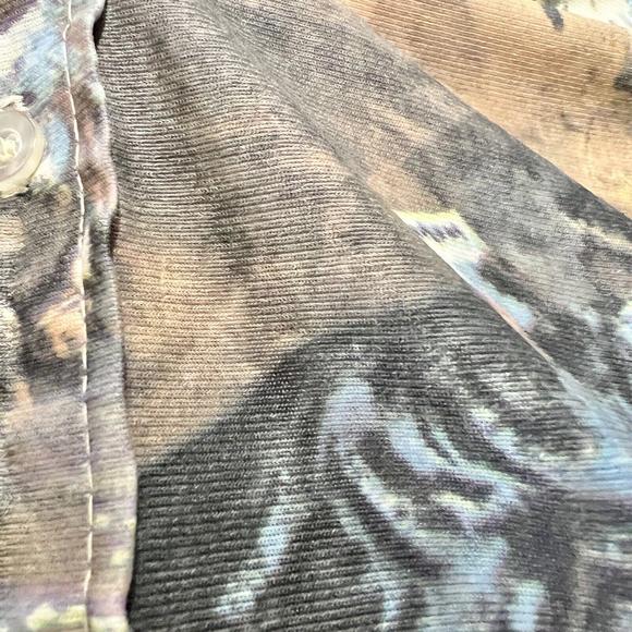 VTG Disco Revenge Button Down Shirt AOP Picture Printed Thin Sheer Elastic Sz M - Picture 9 of 10